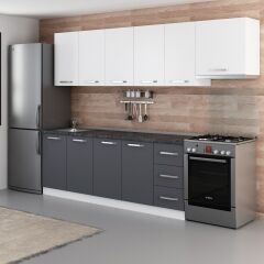 Minar 280 Cm Mutfak Dolabı Beyaz Antrasit 280-A10