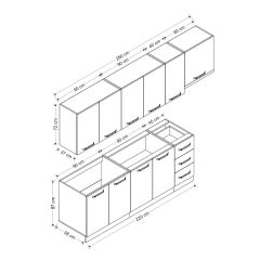 Minar 280 Cm Mutfak Dolabı Beyaz Antrasit 280-A10