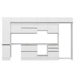 Alvinka 385X240 Cm High Gloss Mutfak Dolabı Mbb-E80B45S60-1 High Gloss | Beyaz - Mdf