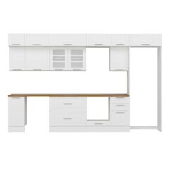 Alvinka 375X240 Cm Klasik Mebran Mutfak Dolabı Beyaz Beyaz Mb-E90S40S45-3 Mebran | Beyaz - Suntalam