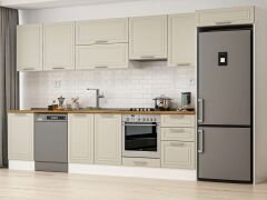 Alvinka 390X222 Cm Klasik Mebran Mutfak Dolabı Mb-E90S50S50-1 Mebran | Kumtaşı - Suntalam