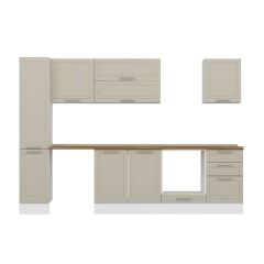 Alvinka 300X210 Cm Klasik Mebran Mutfak Dolabı Mb-E90B40S50-2 Mebran | Kumtaşı - Mdf
