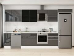 Alvinka 380X222 Cm High Gloss Mutfak Dolabı Mb-E80S40S60-3 High Gloss | Antrasit - Mdf