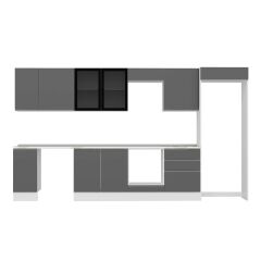 Alvinka 380X222 Cm High Gloss Mutfak Dolabı Mb-E80S40S60-3 High Gloss | Antrasit - Mdf