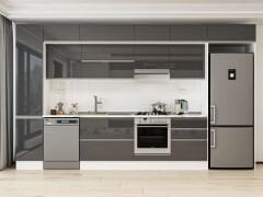 Alvinka 385X240 Cm High Gloss Mutfak Dolabı Mbb-E80B45S60-1 High Gloss | Antrasit - Mdf