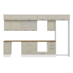 Alvinka 375X240 Cm Klasik Mebran Mutfak Dolabı Mb-E90S40S45-3 Mebran | Kumtaşı - Suntalam