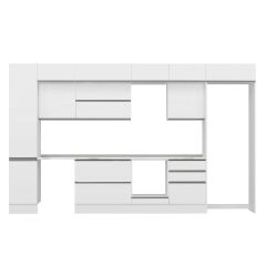 Alvinka 385X240 Cm High Gloss Mutfak Dolabı Mbb-E80B45S60-2 High Gloss | Beyaz - Suntalam