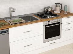 Alvinka 375X240 Cm Klasik Mebran Mutfak Dolabı Beyaz Beyaz Mb-E90S40S45-3 Mebran | Beyaz - Mdf