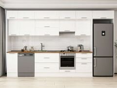 Alvinka 390X240 Cm Klasik Mebran Mutfak Dolabı Beyaz Beyaz Mb-E90S40S60-1