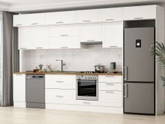 Alvinka 390X240 Cm Klasik Mebran Mutfak Dolabı Beyaz Beyaz Mb-E90S40S60-1