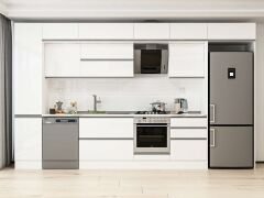 Alvinka 385X240 Cm High Gloss Mutfak Dolabı Mbb-E80B45S60-2 High Gloss | Beyaz - Mdf