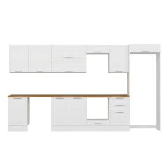 Alvinka 390X222 Cm Klasik Mebran Mutfak Dolabı Mb-E90S50S50-2 Mebran | Beyaz - Suntalam