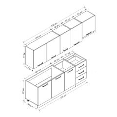 Minar 280 Cm Mutfak Dolabı Beyaz Dore 280-D4