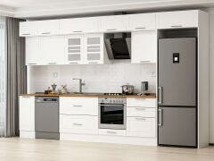 Alvinka 390X240 Cm Klasik Mebran Mutfak Dolabı Beyaz Beyaz Mb-E90S40S60-3