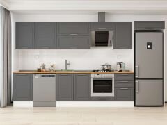 Alvinka 390X222 Cm Klasik Mebran Mutfak Dolabı Mb-E90S50S50-2 Mebran | Antrasit - Suntalam