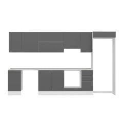 Alvinka 365X222 Cm High Gloss Mutfak Dolabı Mb-E80S45S40-1 High Gloss | Antrasit - Mdf