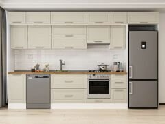Alvinka 375X240 Cm Klasik Mebran Mutfak Dolabı Beyaz Beyaz Mb-E90S45S40-1