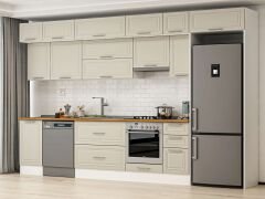 Alvinka 375X240 Cm Klasik Mebran Mutfak Dolabı Beyaz Beyaz Mb-E90S45S40-1