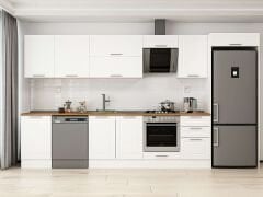 Alvinka 390X222 Cm Klasik Mebran Mutfak Dolabı Mb-E90S50S50-2 Mebran | Beyaz - Mdf