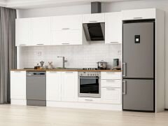 Alvinka 390X222 Cm Klasik Mebran Mutfak Dolabı Mb-E90S50S50-2 Mebran | Beyaz - Mdf