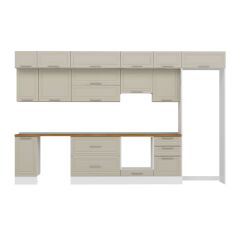 Alvinka 380X240 Cm Klasik Mebran Mutfak Dolabı Mb-E90S40S50-1 Mebran | Kumtaşı - Suntalam