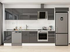 Alvinka 365X222 Cm High Gloss Mutfak Dolabı Mb-E80S45S40-2 High Gloss | Antrasit - Suntalam