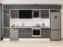 Alvinka 385X240 Cm High Gloss Mutfak Dolabı Mbb-E80B45S60-3 High Gloss | Antrasit - Suntalam