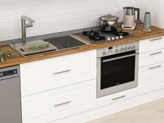 Alvinka 380X240 Cm Klasik Mebran Mutfak Dolabı Beyaz Beyaz Mb-E90S40S50-1 Mebran | Beyaz - Mdf