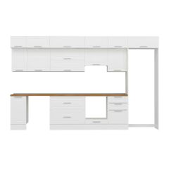 Alvinka 380X240 Cm Klasik Mebran Mutfak Dolabı Mb-E90S40S50-1 Mebran | Beyaz - Mdf