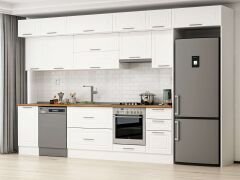 Alvinka 380X240 Cm Klasik Mebran Mutfak Dolabı Beyaz Beyaz Mb-E90S45S45-1