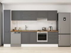 Alvinka 310X210 Cm Klasik Mebran Mutfak Dolabı Mb-E90B40S60-1 Mebran | Antrasit - Suntalam