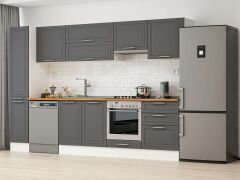 Alvinka 310X210 Cm Klasik Mebran Mutfak Dolabı Mb-E90B40S60-1 Mebran | Antrasit - Suntalam