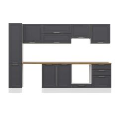 Alvinka 310X210 Cm Klasik Mebran Mutfak Dolabı Mb-E90B40S60-1 Mebran | Antrasit - Suntalam