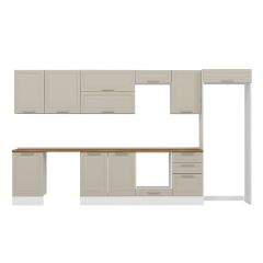 Alvinka 390X222 Cm Klasik Mebran Mutfak Dolabı Mb-E90S50S50-2 Mebran | Kumtaşı - Mdf