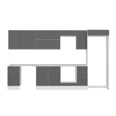 Alvinka 365X222 Cm High Gloss Mutfak Dolabı Mb-E80S45S40-2 High Gloss | Antrasit - Mdf