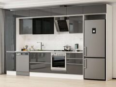 Alvinka 385X240 Cm High Gloss Mutfak Dolabı Mbb-E80B45S60-3 High Gloss | Antrasit - Mdf