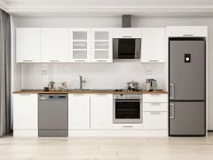 Alvinka 390X222 Cm Klasik Mebran Mutfak Dolabı Mb-E90S50S50-3 Mebran | Beyaz - Suntalam