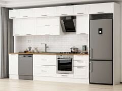 Alvinka 380X240 Cm Klasik Mebran Mutfak Dolabı Beyaz Beyaz Mb-E90S40S50-2 Mebran | Beyaz - Suntalam