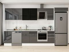 Alvinka 365X222 Cm High Gloss Mutfak Dolabı Mb-E80S45S40-3 High Gloss | Antrasit - Suntalam