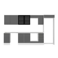 Alvinka 365X222 Cm High Gloss Mutfak Dolabı Mb-E80S45S40-3 High Gloss | Antrasit - Suntalam