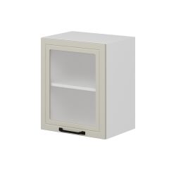 Alvinka Mutfak Modül Mbr_A Üst 1Dk1R 50-H60Cm Dolap Cam Beyaz Kumtaşı Mdf