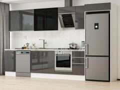 Alvinka 365X222 Cm High Gloss Mutfak Dolabı Mb-E80S45S40-3 High Gloss | Antrasit - Mdf