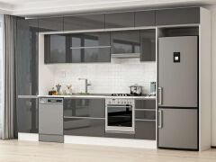 Alvinka 370X240 Cm High Gloss Mutfak Dolabı Mbb-E80B50S40-1 High Gloss | Antrasit - Mdf