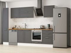 Alvinka 310X210 Cm Klasik Mebran Mutfak Dolabı Mb-E90B40S60-2 Mebran | Antrasit - Suntalam