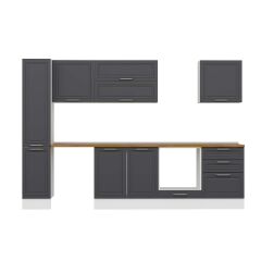 Alvinka 310X210 Cm Klasik Mebran Mutfak Dolabı Mb-E90B40S60-2 Mebran | Antrasit - Suntalam