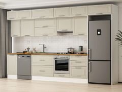 Alvinka 395X240 Cm Klasik Mebran Mutfak Dolabı Beyaz Beyaz Mb-E90S45S60-1