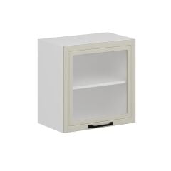 Alvinka Mutfak Modül Mbr_A Üst 1Dk1R 60-H60Cm Dolap Cam Beyaz Kumtaşı Mdf