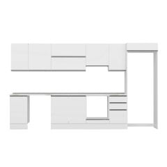 Alvinka 370X222 Cm High Gloss Mutfak Dolabı Mb-E80S45S45-1 High Gloss | Beyaz - Mdf