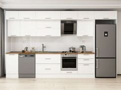 Alvinka 395X240 Cm Klasik Mebran Mutfak Dolabı Beyaz Beyaz Mb-E90S45S60-2