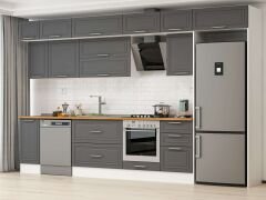 Alvinka 380X240 Cm Klasik Mebran Mutfak Dolabı Beyaz Beyaz Mb-E90S40S50-2 Mebran | Antrasit - Mdf